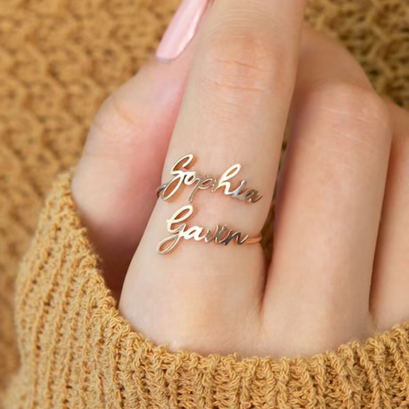 Initial Ring Custom - カスタムダブルネームリング女性男性用パーソナライズされたカップルリングステンレス鋼ジュエリーカスタマイズされたハートリングウェディングギフト 2026