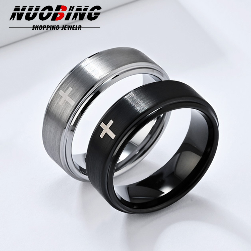 Initial Ring Custom - レトロチタン鋼クリスチャンイエスクロス聖書リングパンクゴシック男性と女性のための Anillo ジュエリーアクセサリーギフト