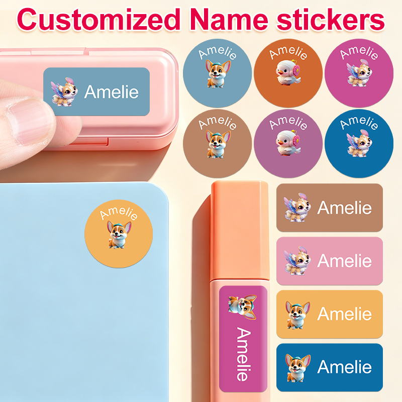 Personalized Name Box - パーソナライズされた名前ラベル-収納ボックス用カスタムタグ、教科書、マグカップ、滑らかな表面用の明確な識別デザイン
