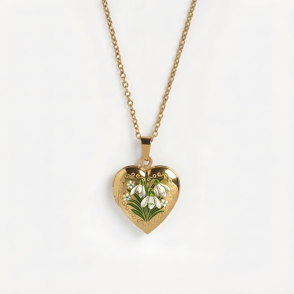 Birth Flower Necklace - ハートペンダントネックレス、繊細な女性用ネックレス、誕生月の花のペンダントネックレス、調節可能なカジュアルジュエリー、デートや休日に最適