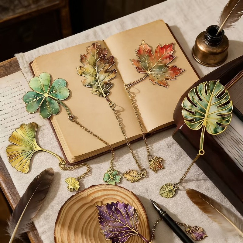 1 個ヴィンテージリーフブックマーク金属ペンダント付き読書ア - Dried Flower Bookmark のレビューと価格