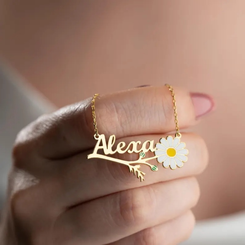 Roro のパーソナライズされたカラフルなエナメルデイジーネ - Birth Flower Necklace のレビューと価格