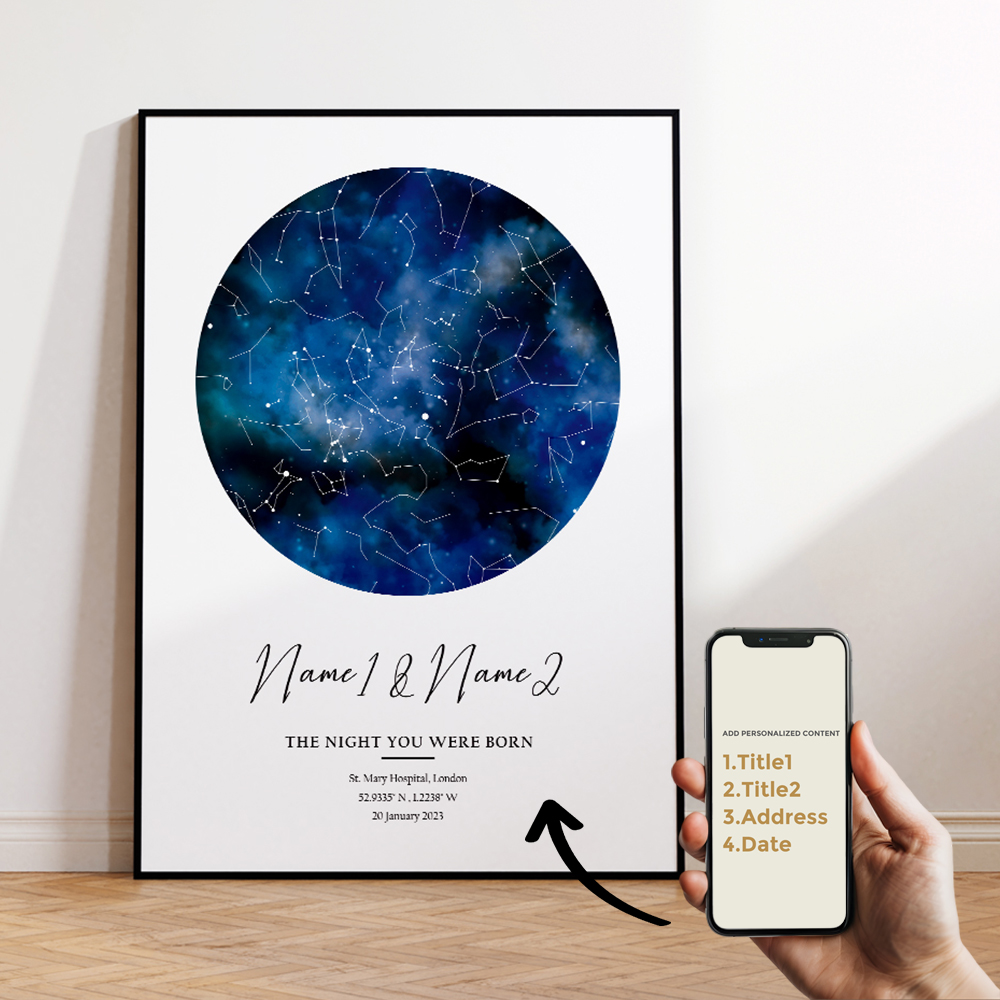 現代風カスタムパーソナライズ夜空星図ウォールアートキャンバス - Custom Night Sky のレビューと価格