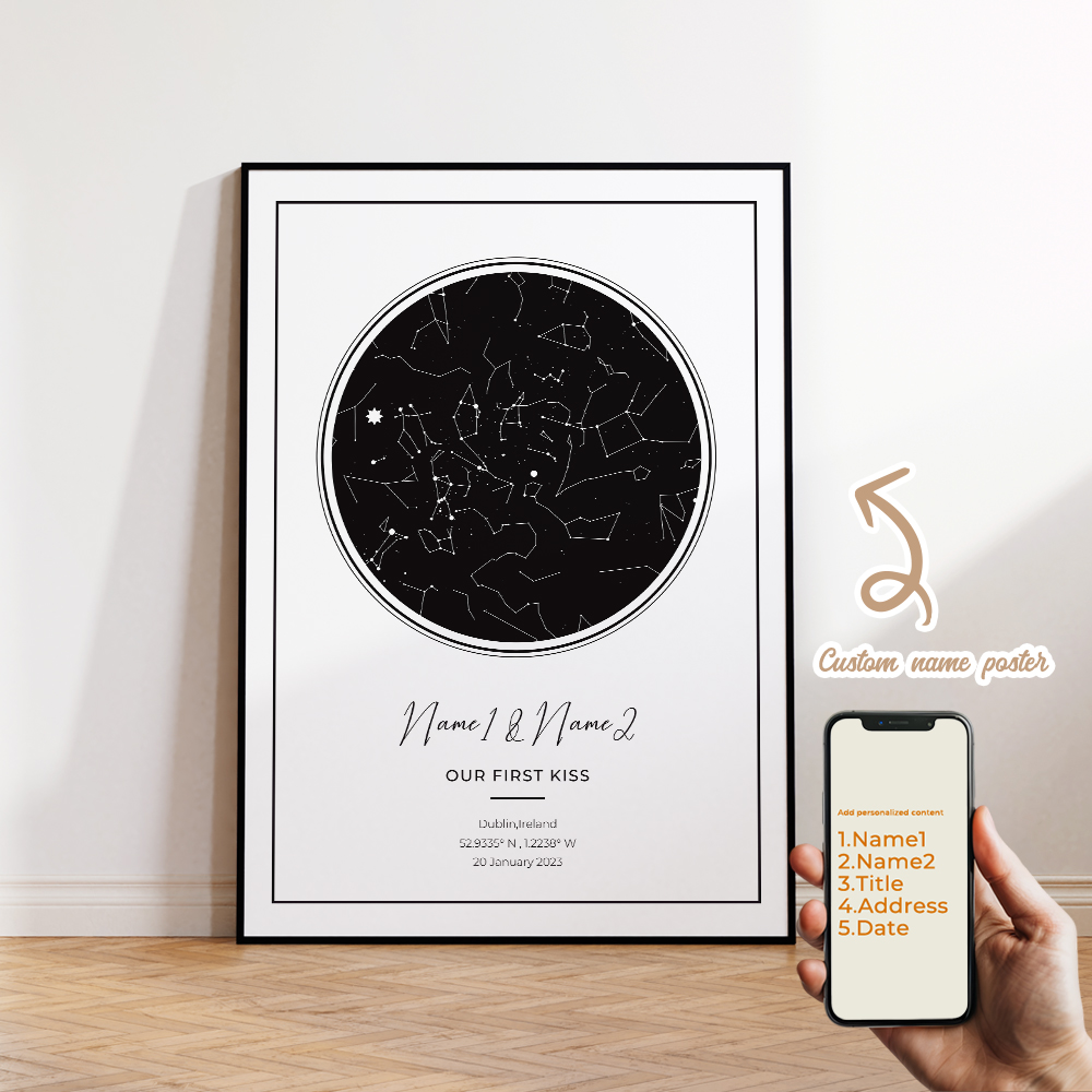 現代風カスタムパーソナライズ夜空星図ウォールアートキャンバス - Custom Night Sky のレビューと価格