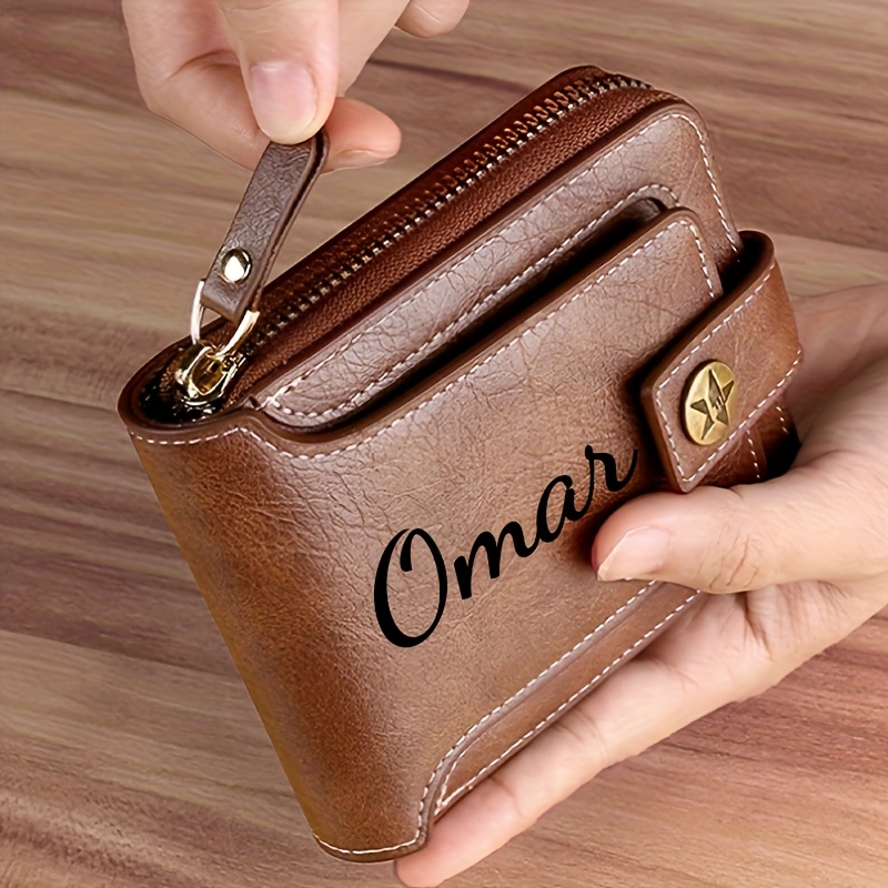 カスタム名メンズ財布ギフトスタイリッシュなブラウンフェイクレ - Personalized Name Box のレビューと価格